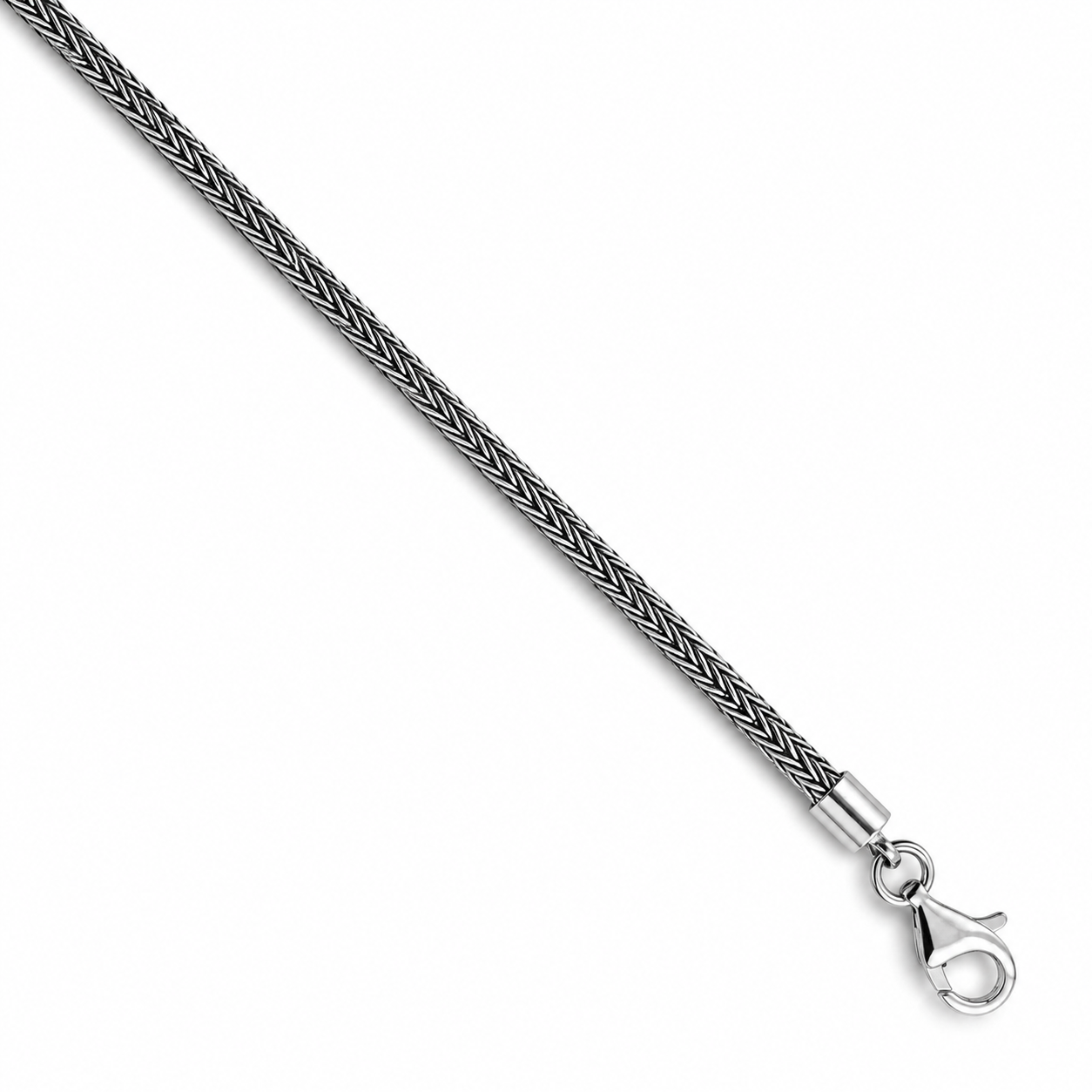 Oxidized Bali Wheat Chain Necklace 925 Sterling Silver Lobster Clasp Bali 3mm