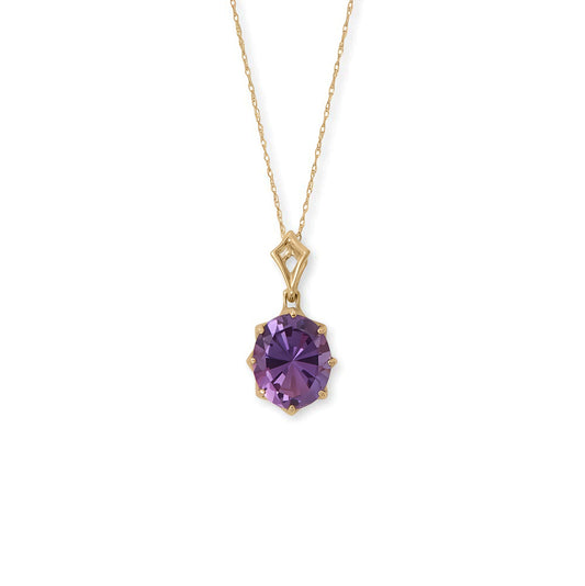 Amethyst Necklace - 14K Yellow Gold Openwork Pendant