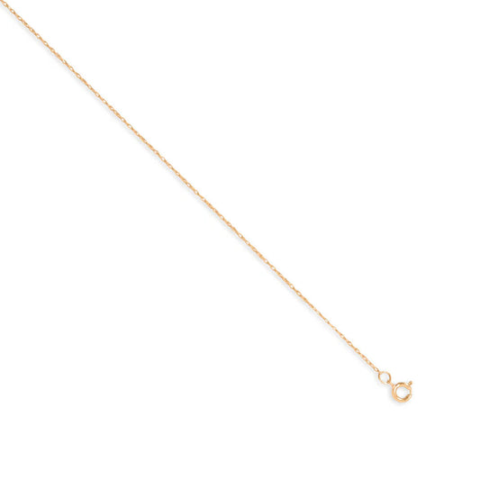 Rope Chain Necklace 14K Yellow Gold Spring Ring USA 0.67mm