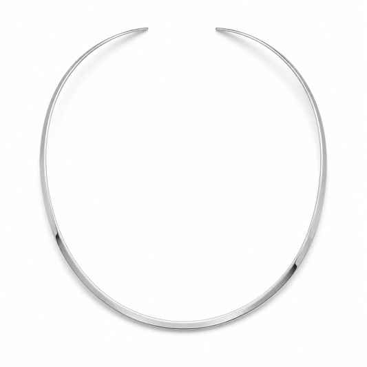 Polished Open Back Collar Necklace 925 Sterling Silver 3.5mm Handmade Mexico