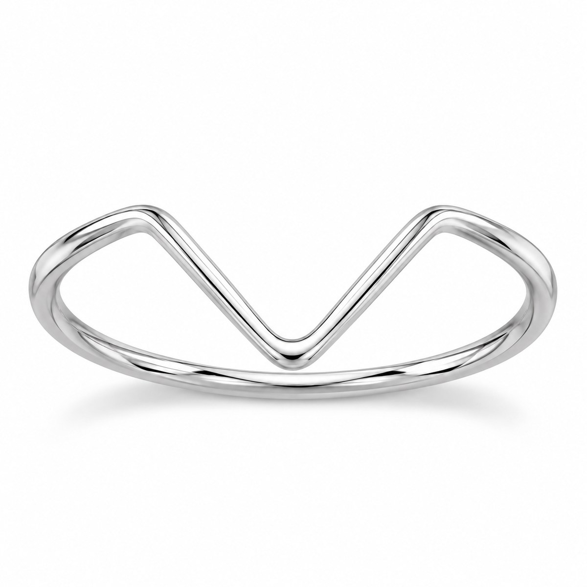 Polished V Design Ring 925 Sterling Silver 1.4mm Sizes 3-8
