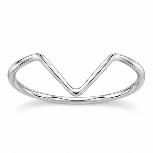 Polished V Design Ring 925 Sterling Silver 1.4mm Sizes 3-8