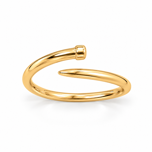 Wrap Nail Ring 14K Gold Plated 925 Sterling Silver 1.5mm Adjustable Sizes 6-9