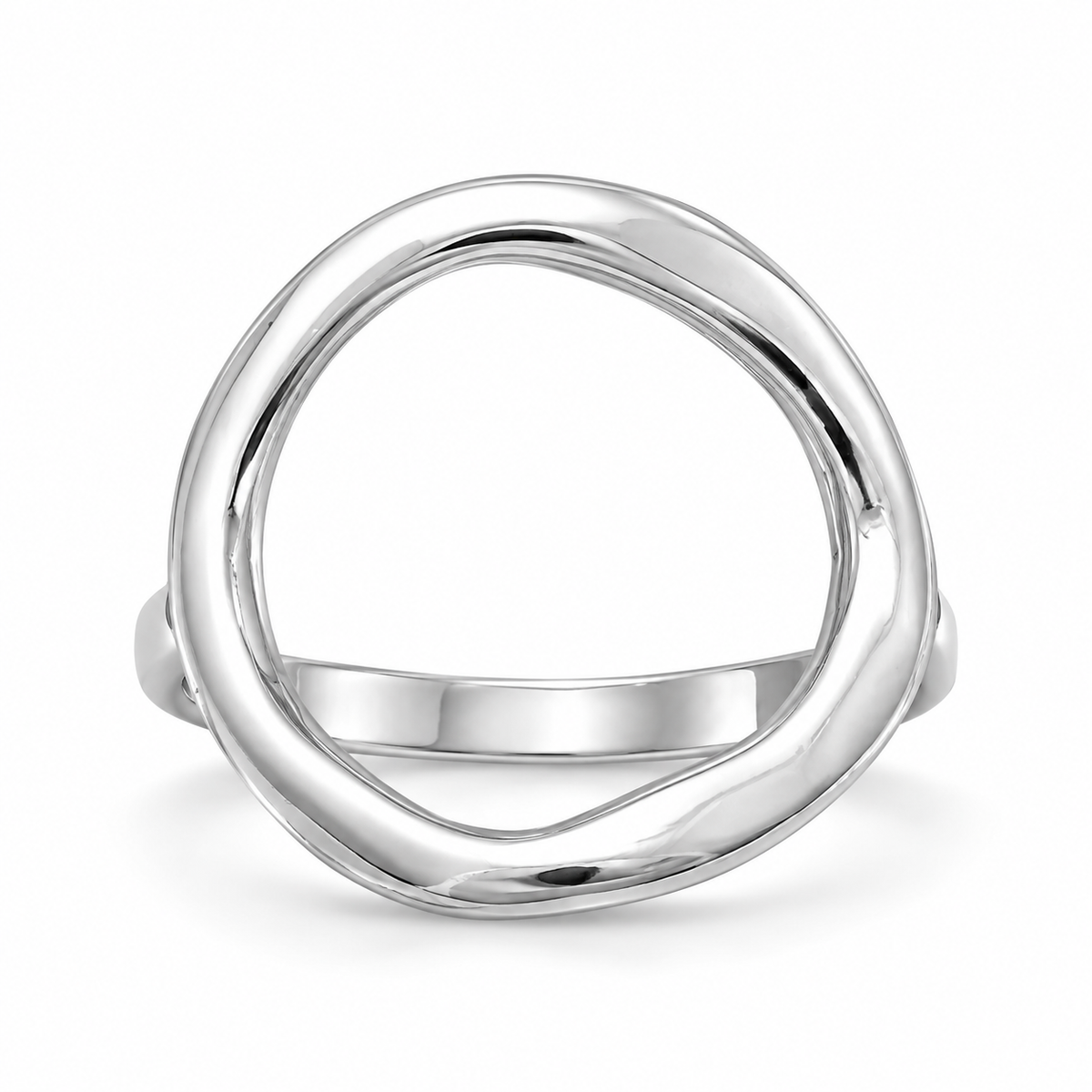 Textured Open Circle Ring 925 Sterling Silver 17mm