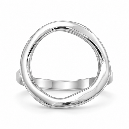 Textured Open Circle Ring 925 Sterling Silver 17mm