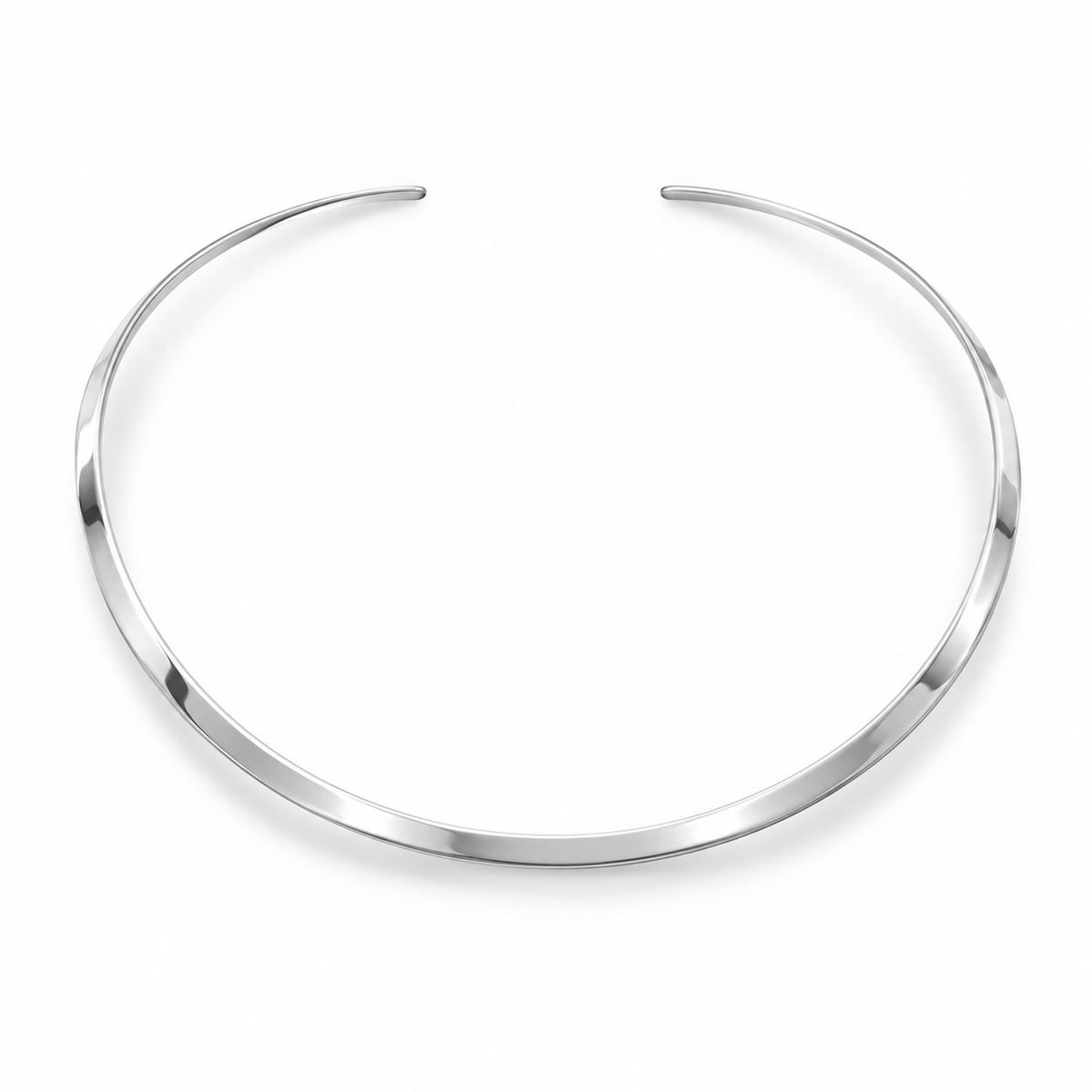 Polished Open Back Collar Necklace 925 Sterling Silver 3.5mm Handmade Mexico