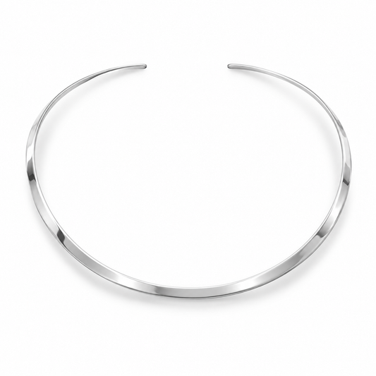 Polished Open Back Collar Necklace 925 Sterling Silver 3.5mm Handmade Mexico