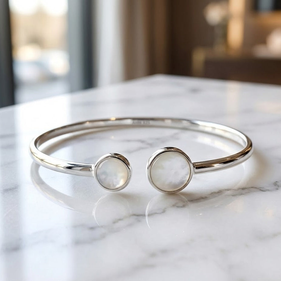 Rainbow Moonstone Cuff Bracelet 925 Sterling Silver Polished 8mm 10mm 3mm