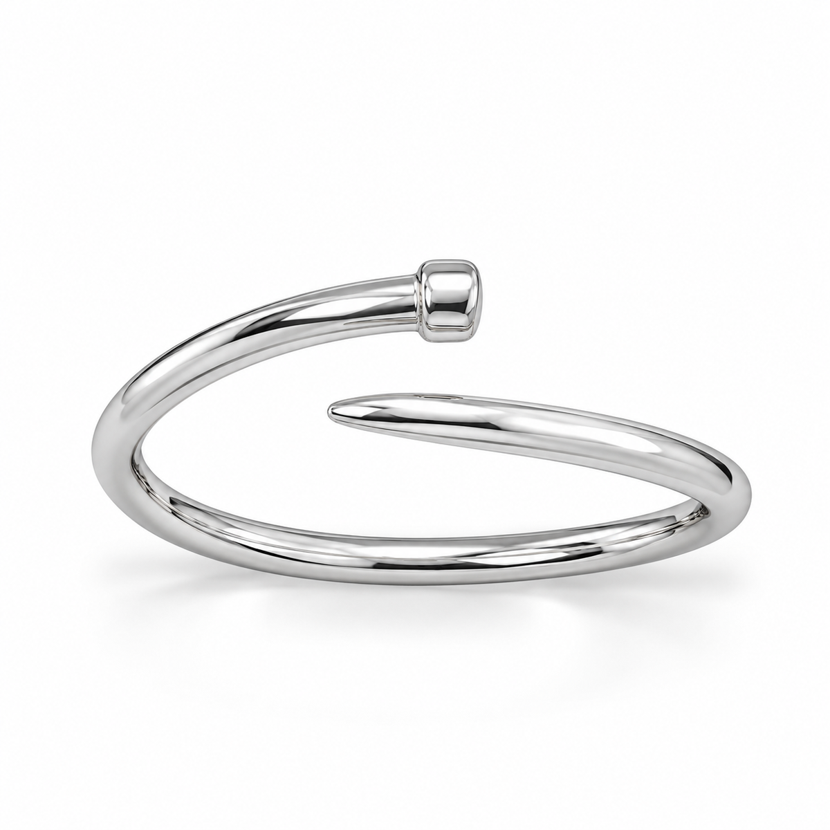 Wrap Nail Ring Rhodium Plated 925 Sterling Silver 1.5mm Adjustable Sizes 6-9