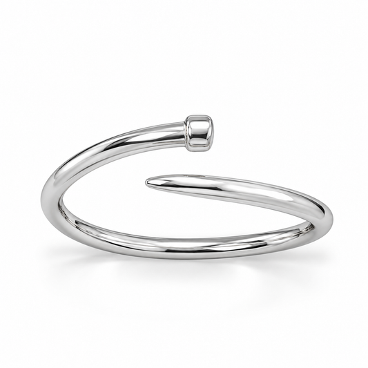 Wrap Nail Ring Rhodium Plated 925 Sterling Silver 1.5mm Adjustable Sizes 6-9