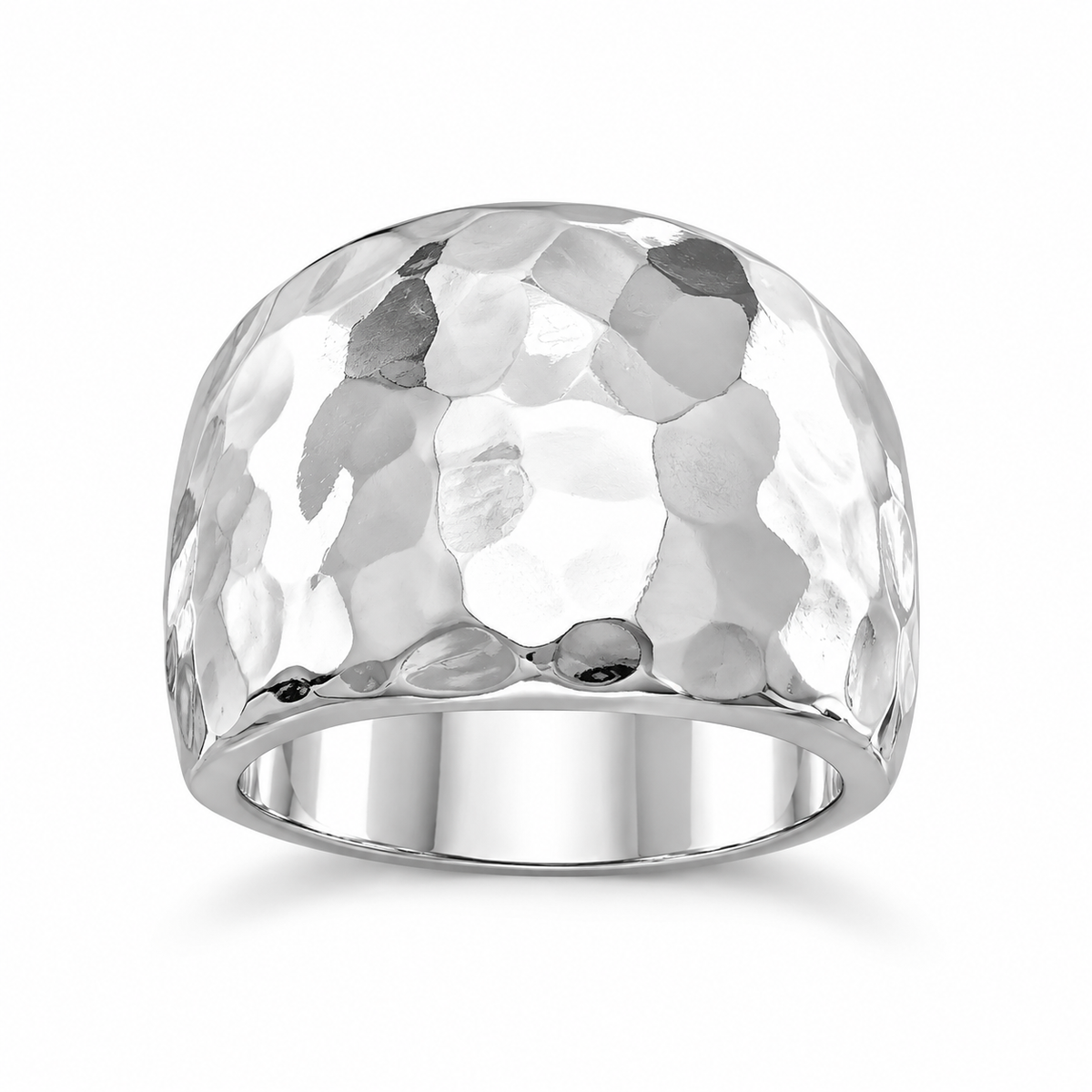Hammered Cigar Band Ring 925 Sterling Silver Graduated 16.5mm Handmade Size 5-11