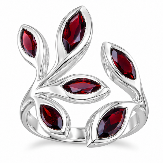 Wrap Around Marquise Garnet Ring 925 Sterling Silver Sizes 5-11