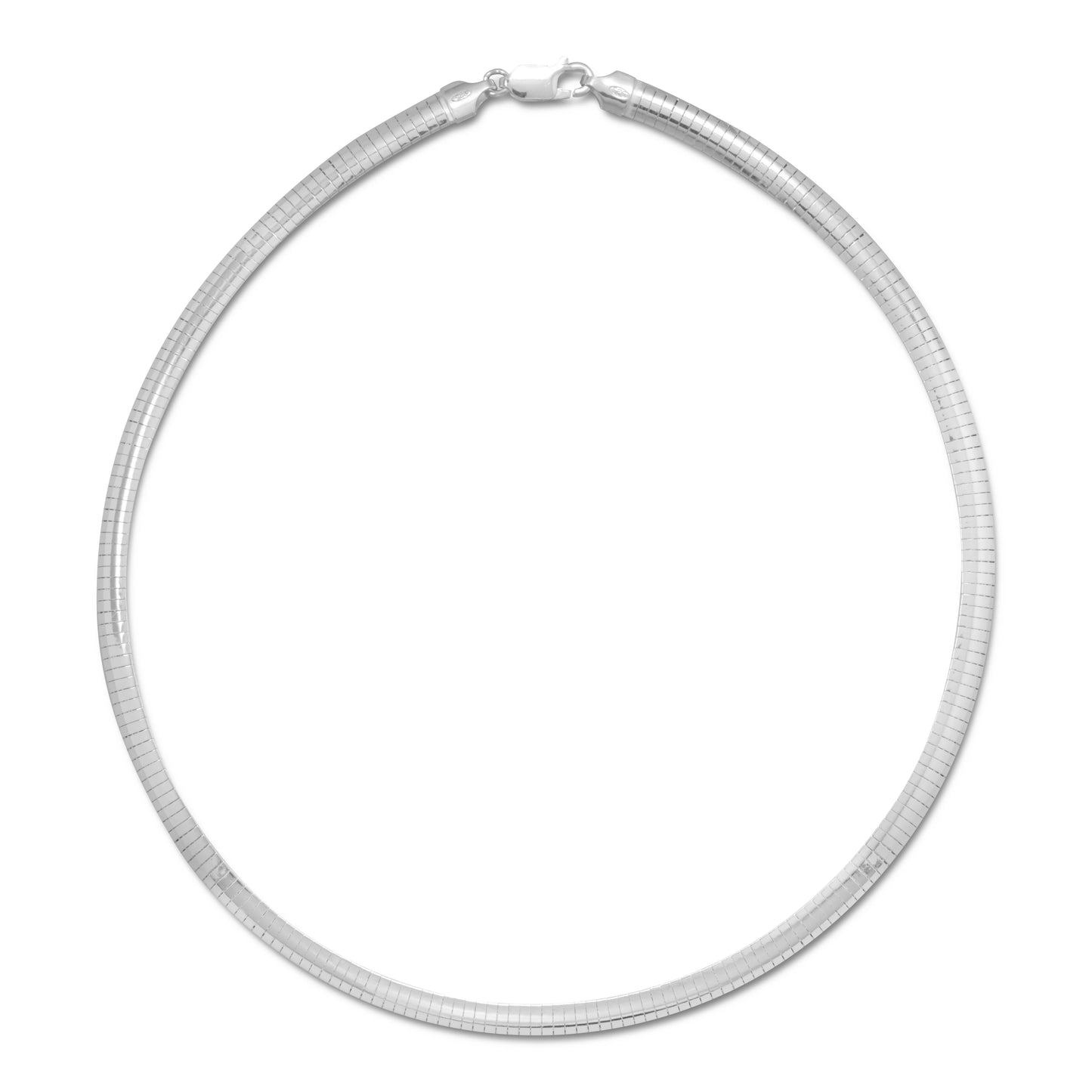 Domed Omega Necklace 925 Sterling Silver Lobster Clasp Italy 6mm