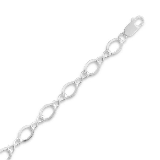 9" Bracelet, Polished Figure 8 Charm