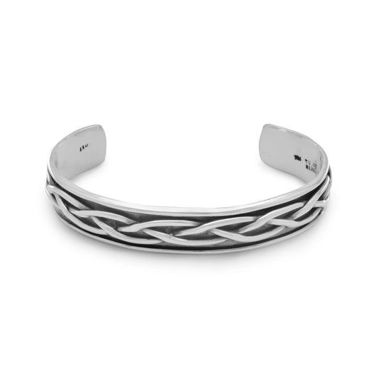 Braided Men's Cuff Bracelet with Oxidized Finish