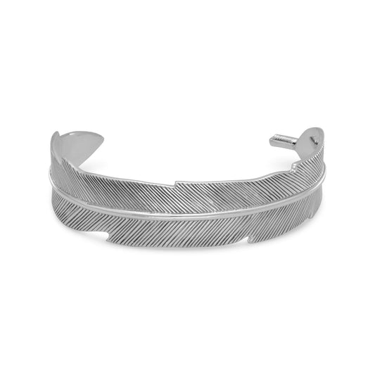 Cuff Bracelet: Oxidized Feather Design
