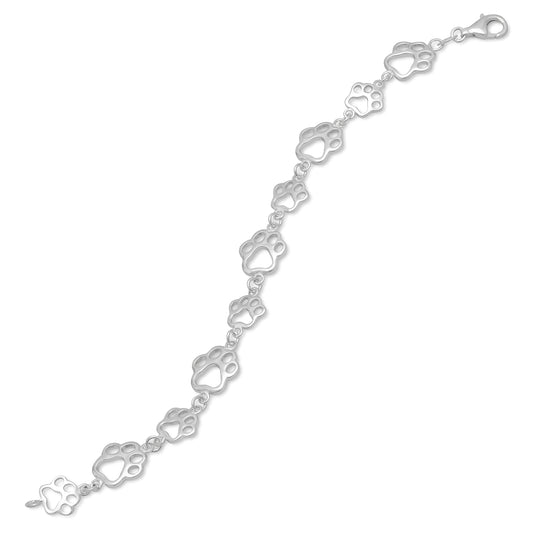 Cutout Paw Print Bracelet 925 Sterling Silver Alternating 9mm 12mm 7.5in