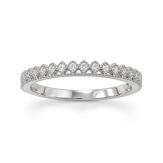 Rhodium Plated CZ Crown Design Ring 925 Silver 21x1.25mm CZ 2.7mm Band Sizes 5-9