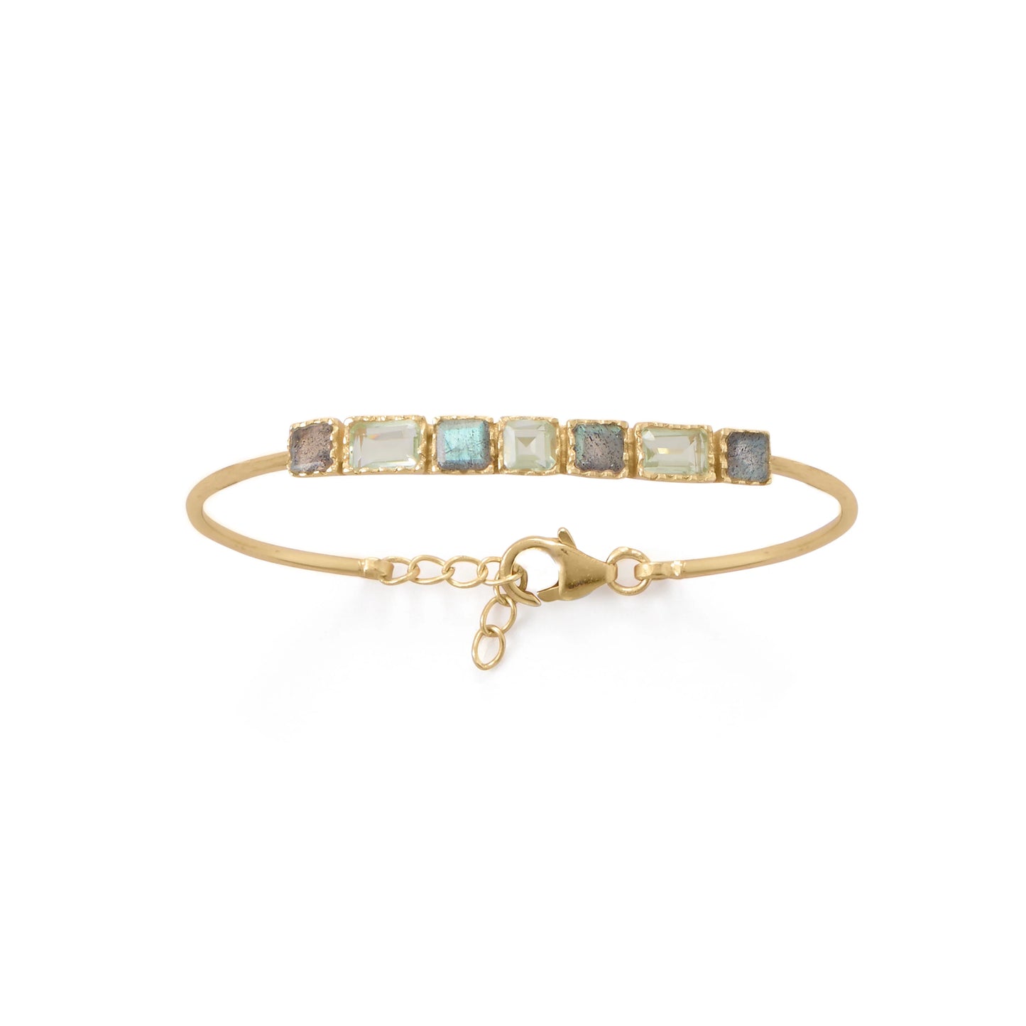 7" 14K Gold Plated Labradorite & Prasiolite Bracelet