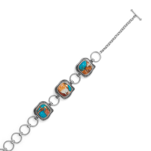 Spiny Oyster & Turquoise Toggle Bracelet