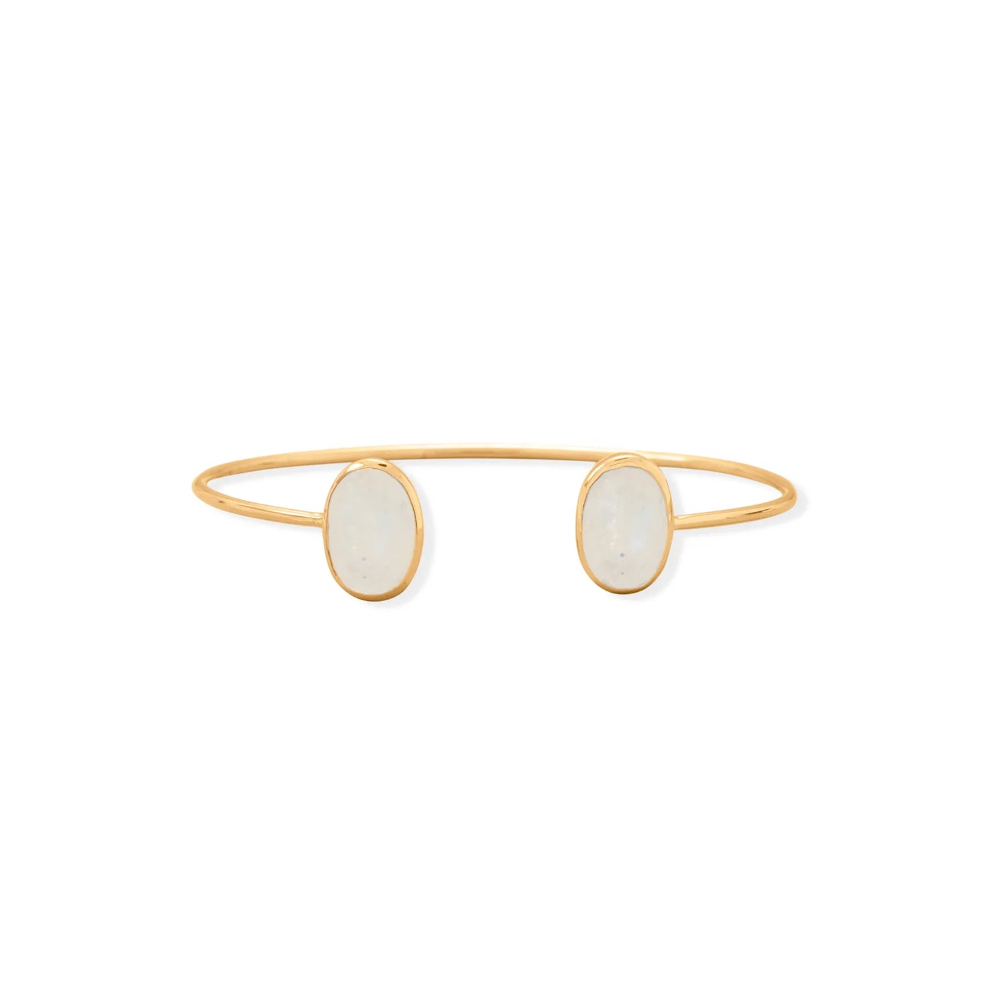 Gold Plated Rainbow Moonstone Cuff Bracelet - 14K