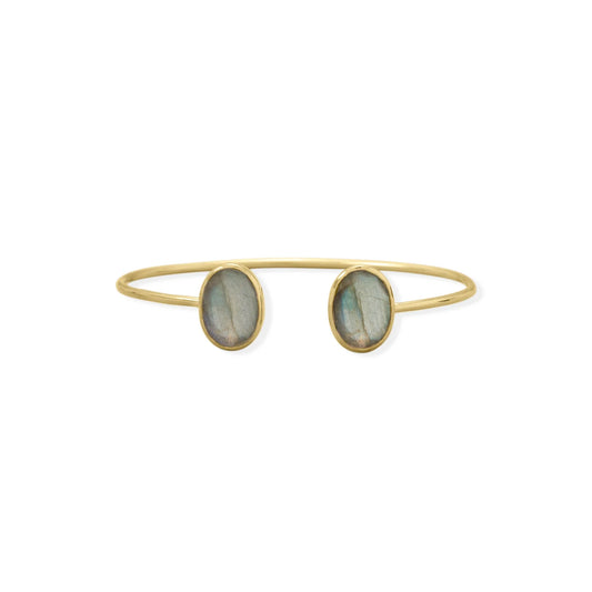 Gold Plated Labradorite Cuff Bracelet - 14K