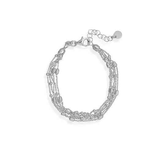 6.5" + 1" Rhodium Plated 5 Strand Chain Bracelet