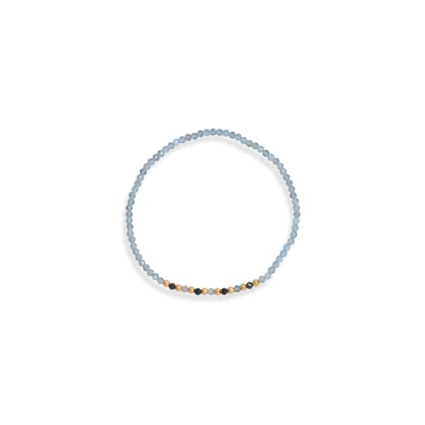 Labradorite & Black Spinel Bracelet Set - 14K Gold Plated