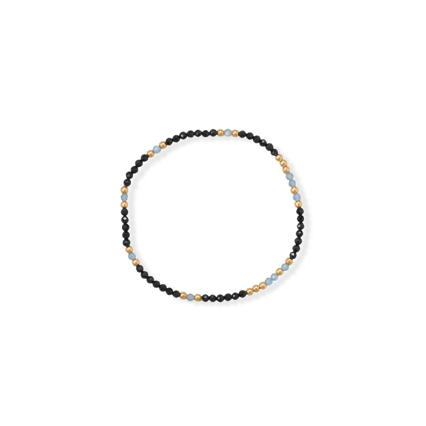 Labradorite & Black Spinel Bracelet Set - 14K Gold Plated