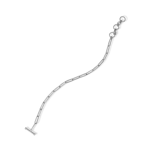 7.5" Paperclip Bracelet with Rhodium Plating