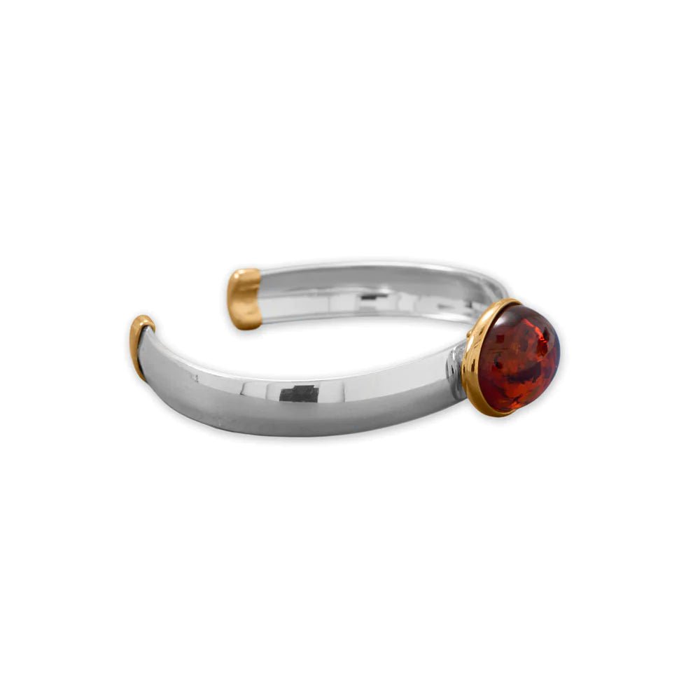 Baltic Amber Flex Cuff Bracelet - Plated in 24 Karat Gold!