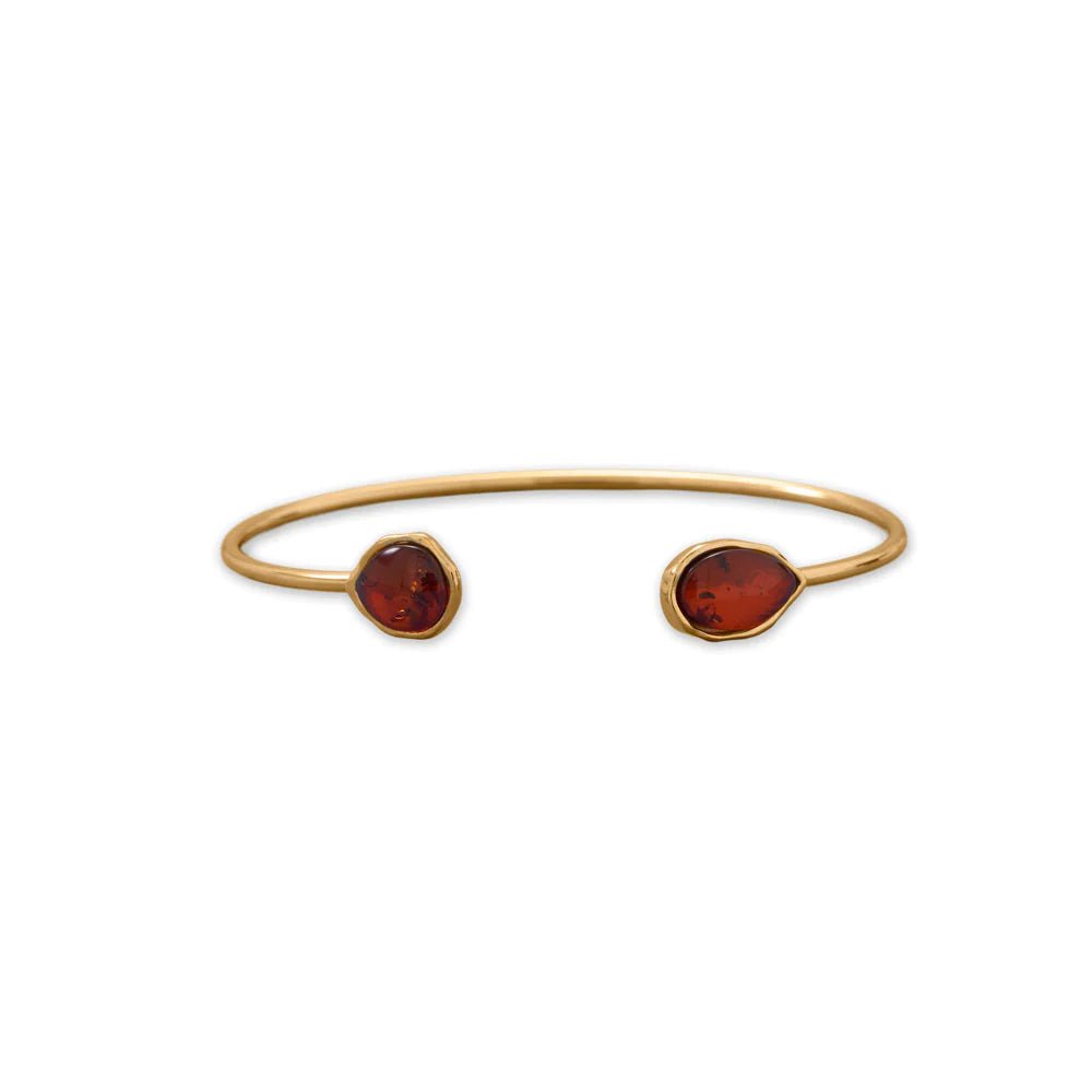 Elegant 24K Gold Plated Baltic Amber Cuff