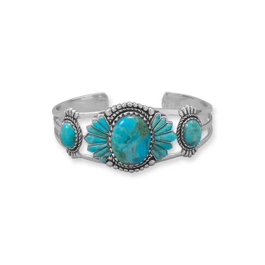 Southwest Style Cuff Bracelet with Oxidized Turquoise