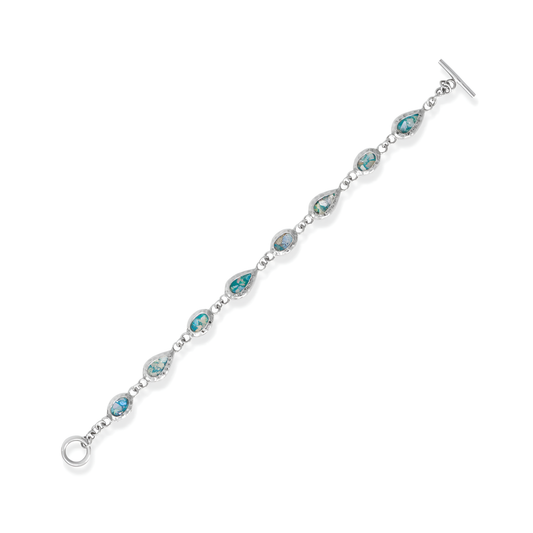 Timeless Elegance Toggle - Oxidized Pear & Oval Roman Glass Bracelet | 7.5" with Certificate