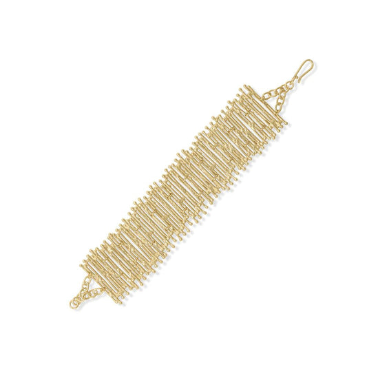 14K Gold Textured Bar Bracelet, 8"