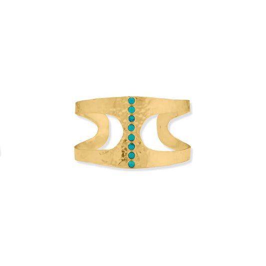 Dazzling 14K Gold Plated Turquoise Cuff Bracelet