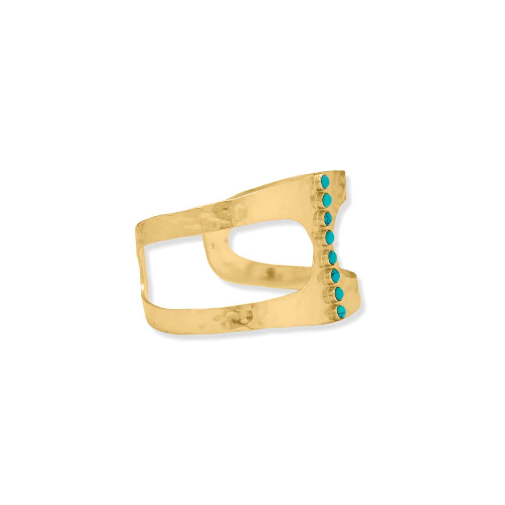 Dazzling 14K Gold Plated Turquoise Cuff Bracelet