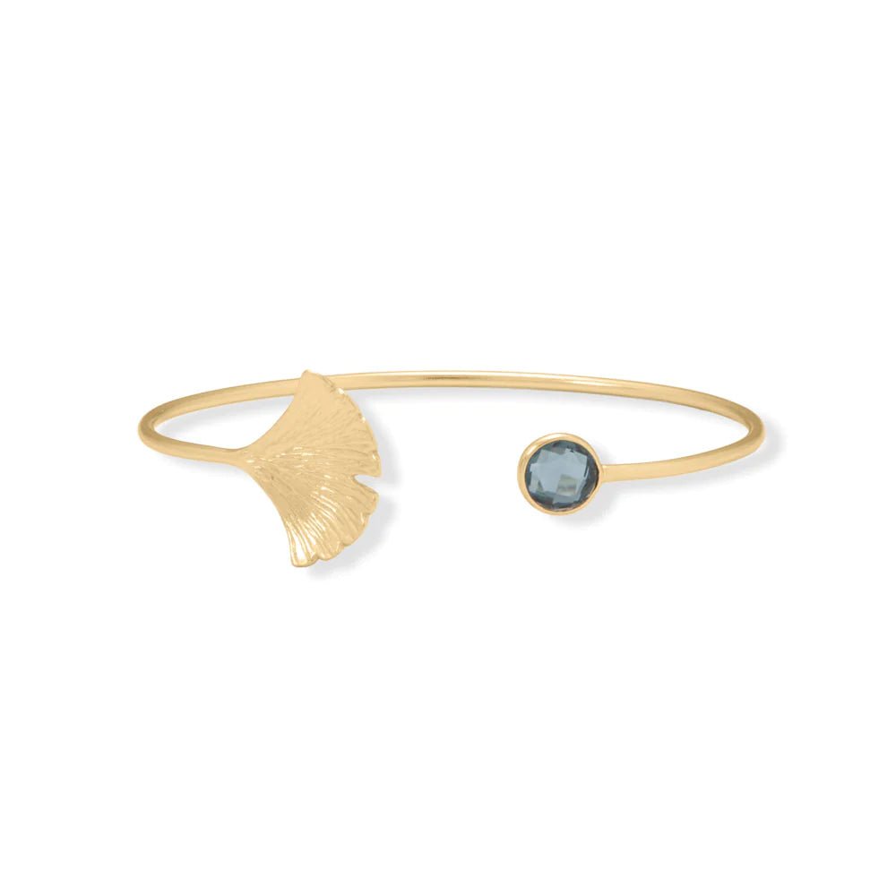 Stunning 14K Gold Plated London Blue Topaz Cuff Bracelet