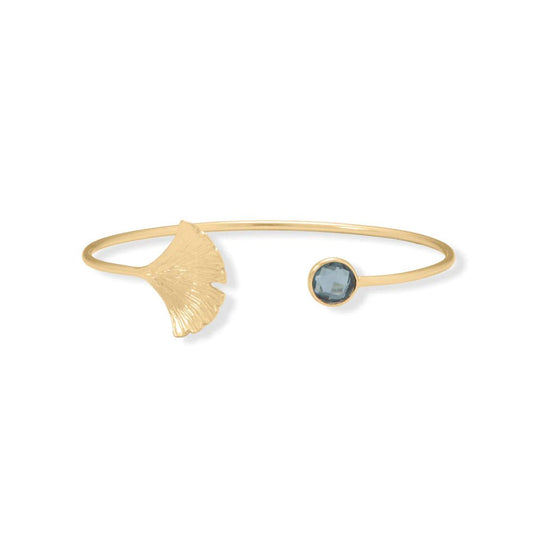 Stunning 14K Gold Plated London Blue Topaz Cuff Bracelet