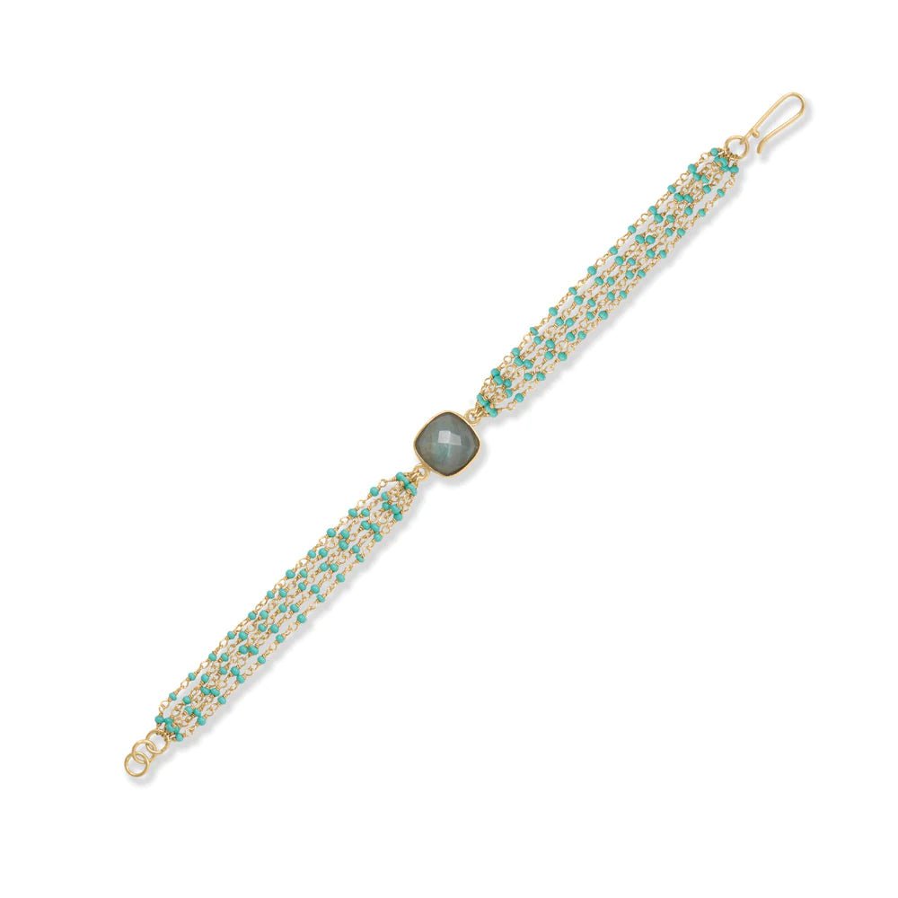 Energize with our 8" Beaded Turquoise and Square Labradorite Bracelet!