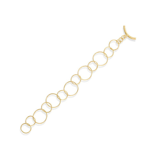 14K Gold Plated Toggle Bracelet with Alternating Links