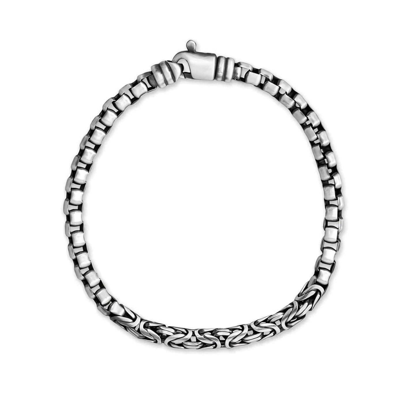 Artisan Fusion Bracelet - Black Rhodium Box & Byzantine Chain Sterling Silver