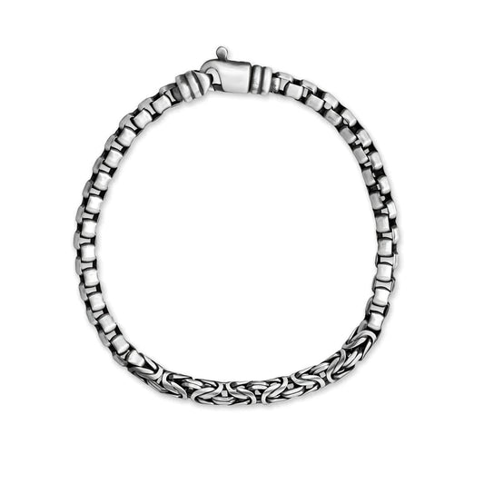 Artisan Fusion Bracelet - Black Rhodium Box & Byzantine Chain Sterling Silver