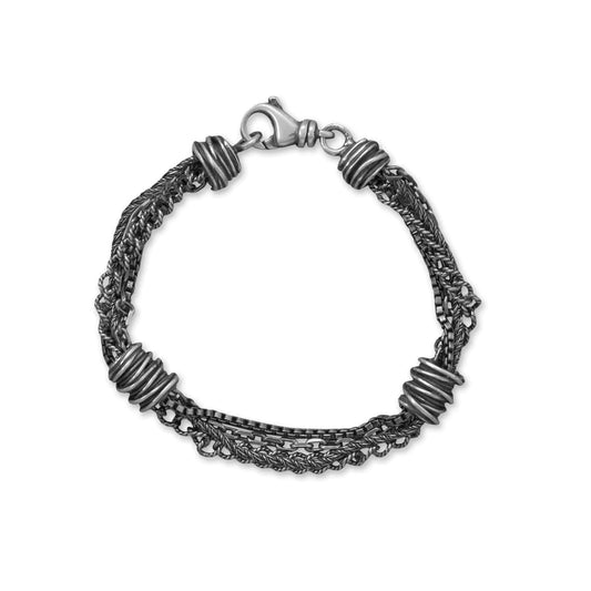 7" Oxidized Multi Chain Bracelet