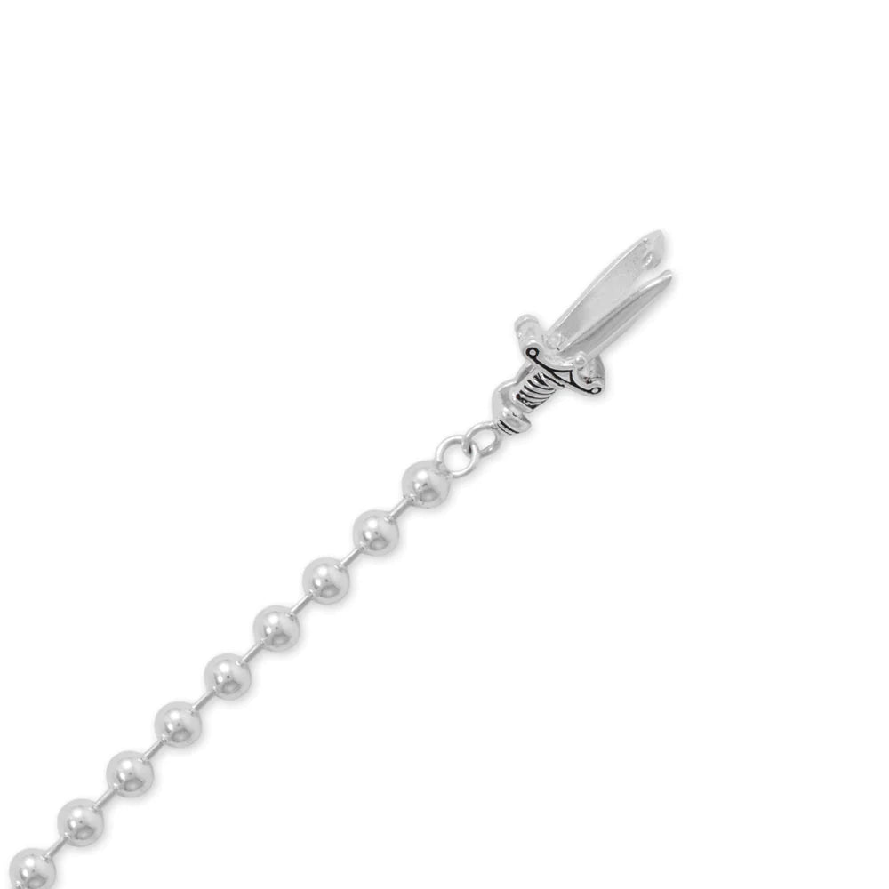 8" Bead & Sword Clasp Bracelet - 5mm