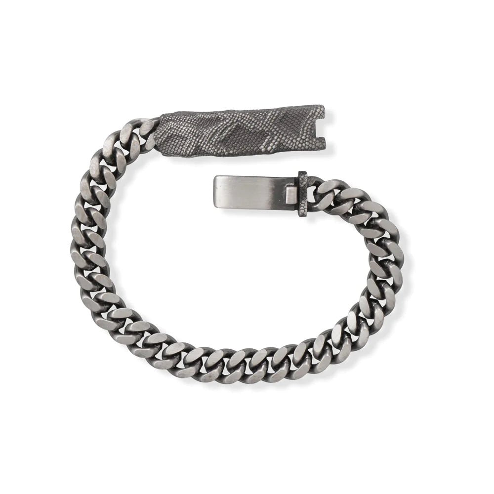 8.5" Black Ruthenium Snakeskin ID Bracelet - Limited Stock!