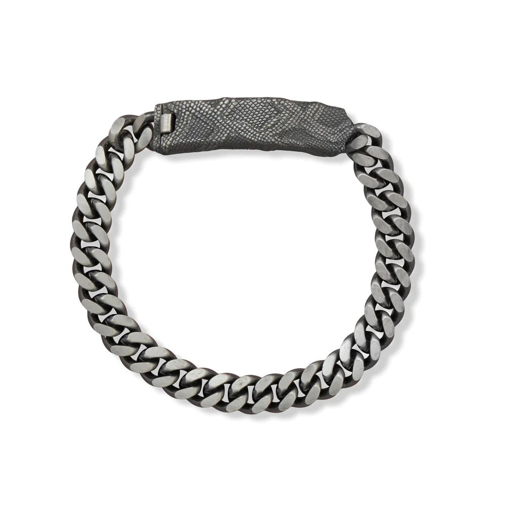 8.5" Black Ruthenium Snakeskin ID Bracelet - Limited Stock!