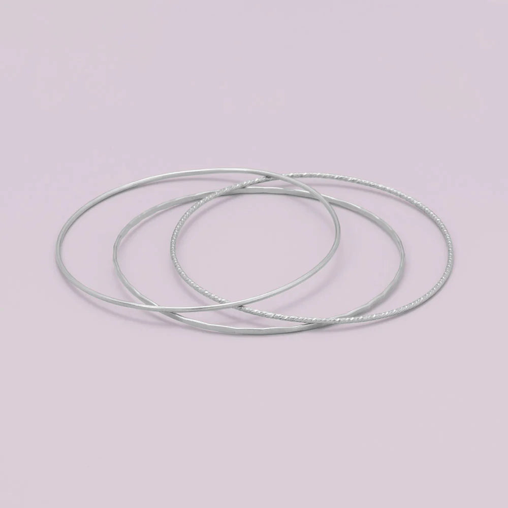 Diamond Cut Bangle Bracelet - Sterling Silver Sparkle Wire Design