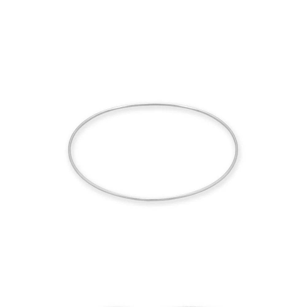 Smooth Solid Wire Bangle Bracelet 925 Sterling Silver 1.3mm 64mm Inside Diameter