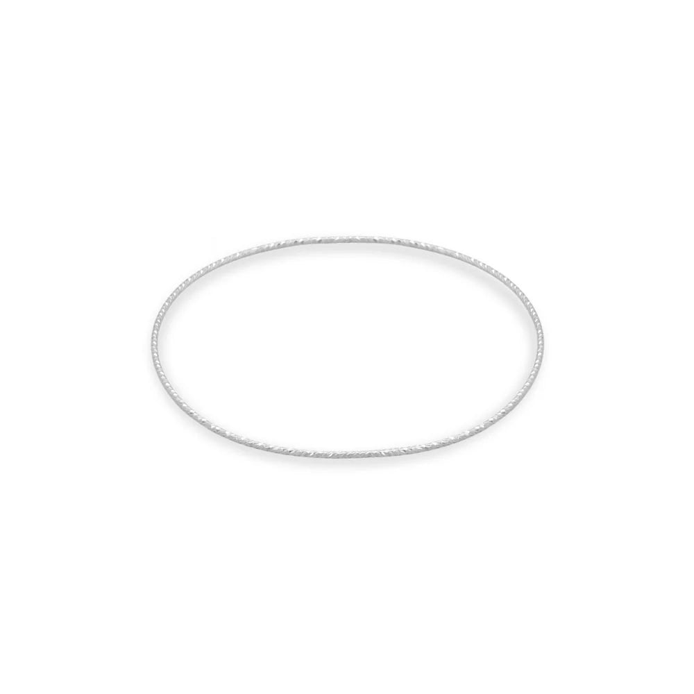 Diamond Cut Wire Bangle Bracelet 925 Sterling Silver 1.3mm Solid 64mm Inside